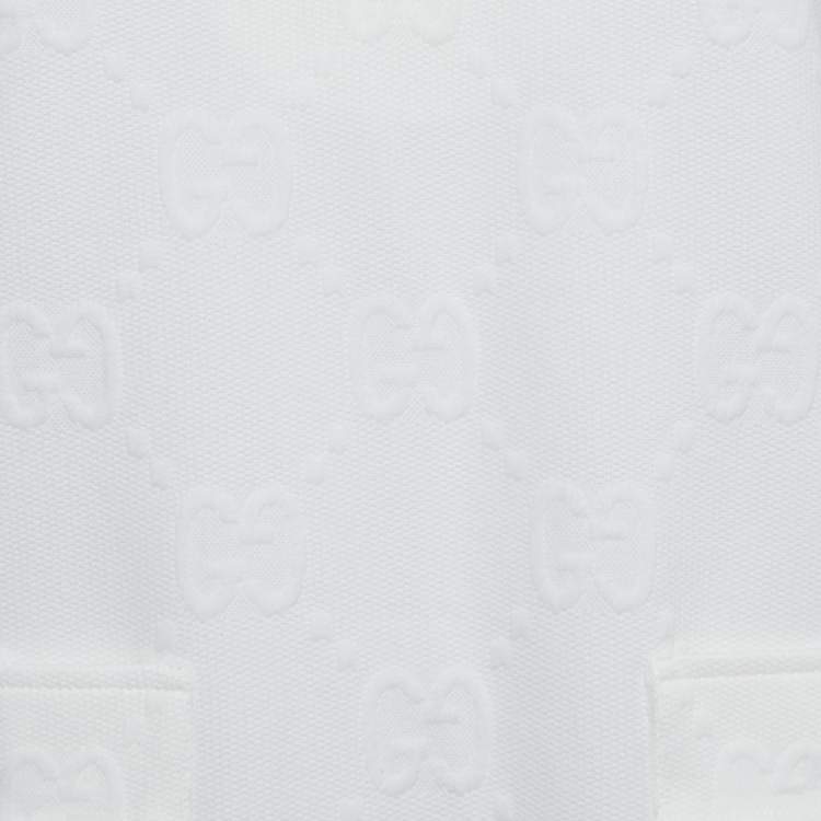 Pre Owned Gucci White Monogram Jersey High Neck Mini Dress XXS