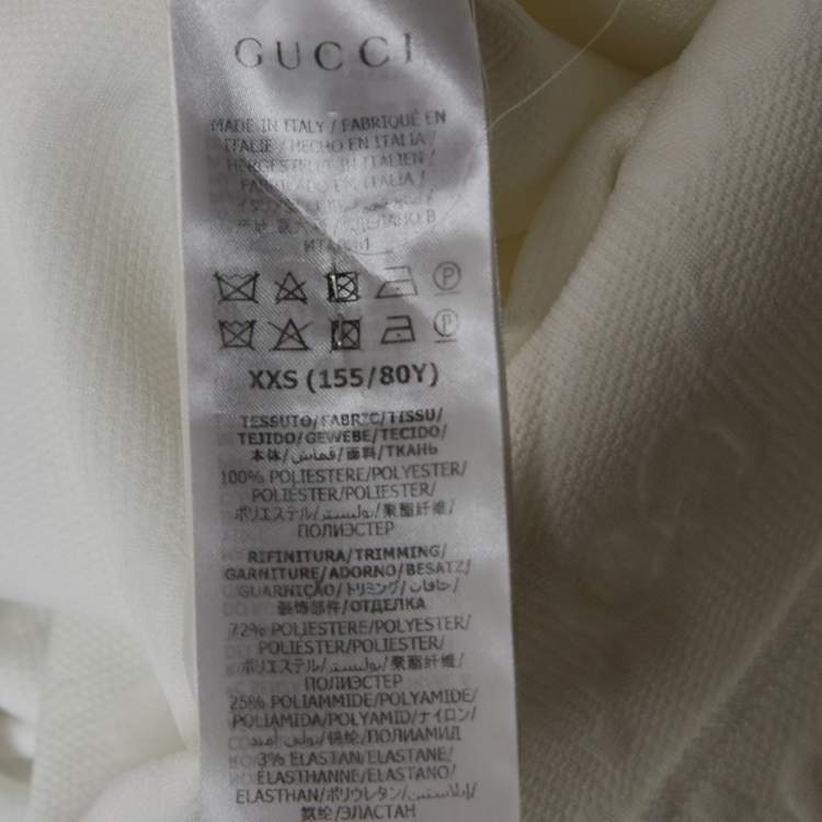 Pre Owned Gucci White Monogram Jersey High Neck Mini Dress XXS