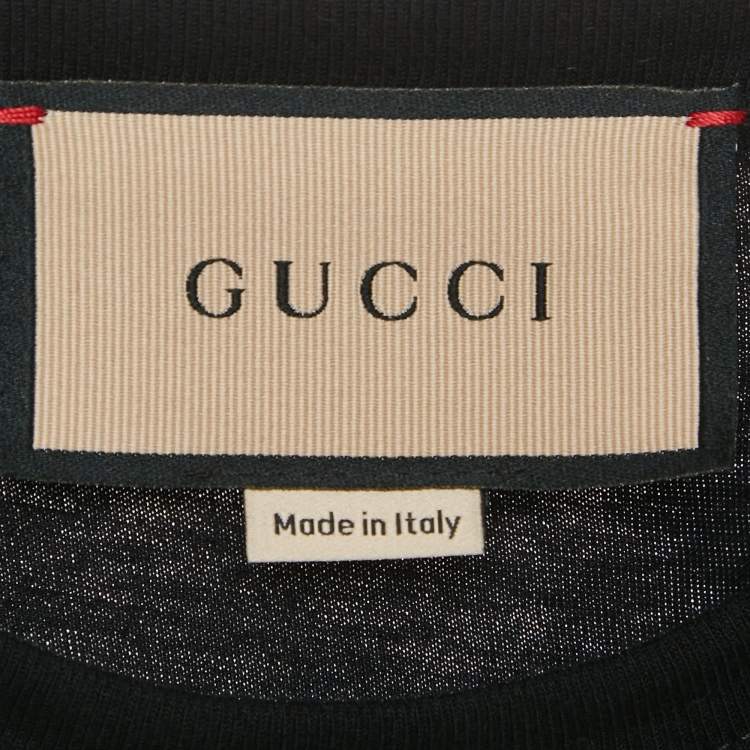 Pre Owned Gucci Black G Rhinestone Jersey Crop T-Shirt S
