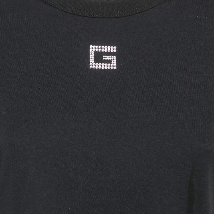 Pre Owned Gucci Black G Rhinestone Jersey Crop T-Shirt S