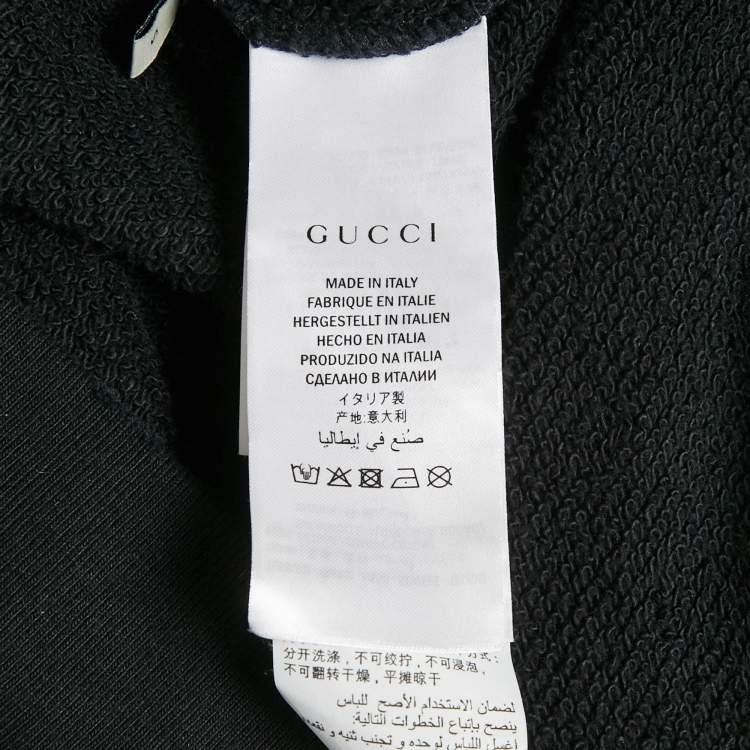 Pre Owned Gucci Black Printed Cotton Coco Captian Black Hooded Sweatshirt S