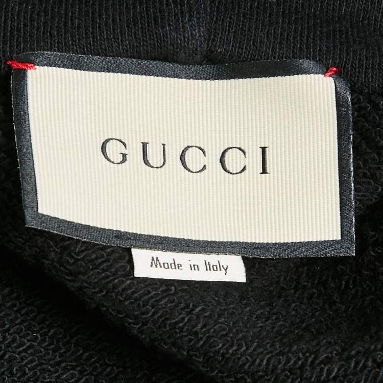 Pre Owned Gucci Black Printed Cotton Coco Captian Black Hooded Sweatshirt S