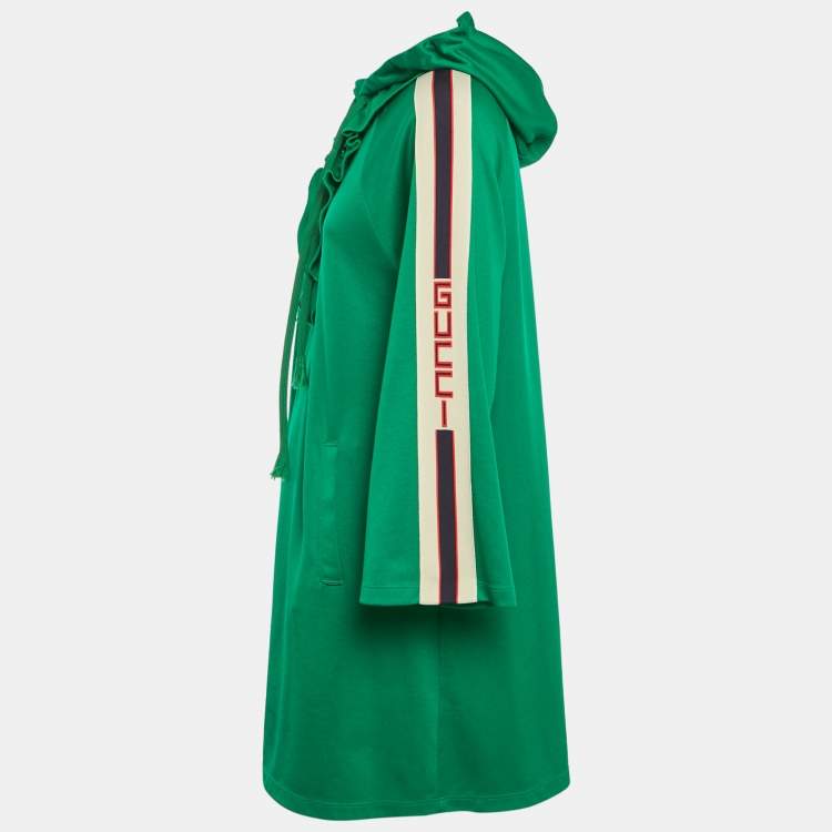 مملوكة مسبقًا Gucci Green Cotton Jersey Ruffled Hooded Mini Dress M
