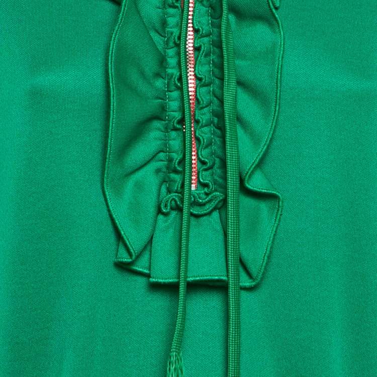 مملوكة مسبقًا Gucci Green Cotton Jersey Ruffled Hooded Mini Dress M