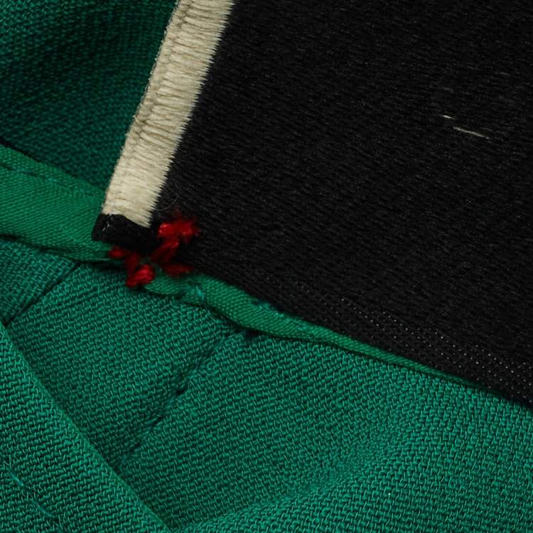 Pre Owned Gucci Green Crepe Web Stripe Trim Detail Mini Dress S