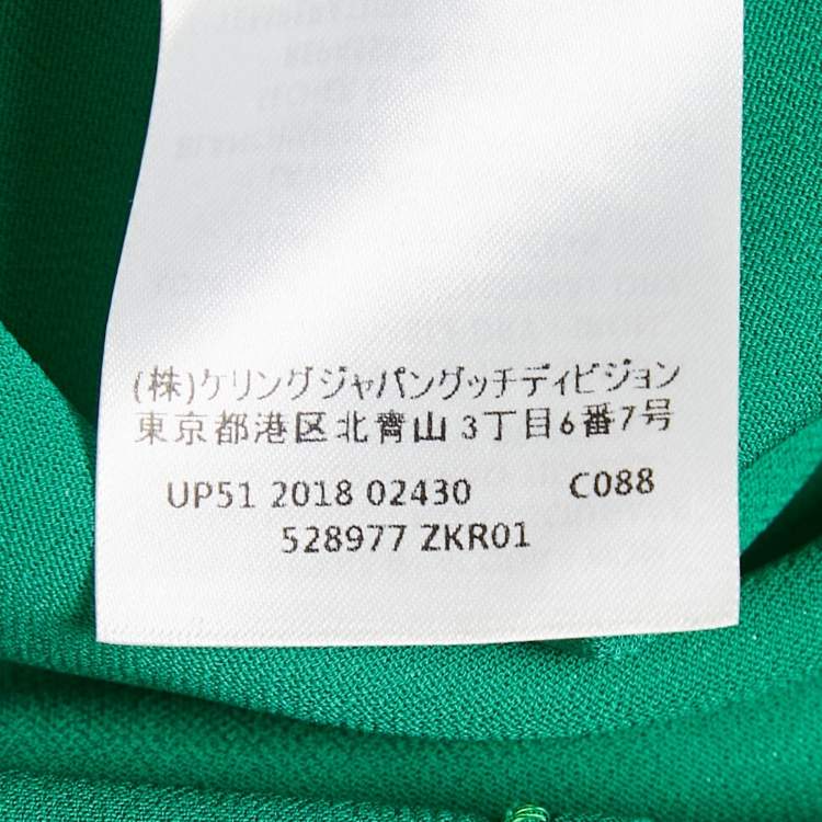 Pre Owned Gucci Green Crepe Web Stripe Trim Detail Mini Dress S