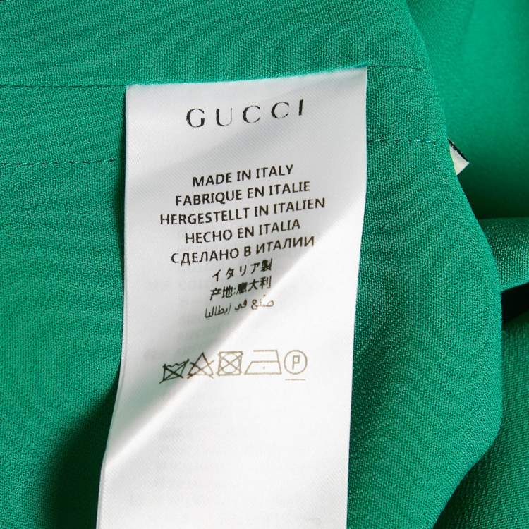 Pre Owned Gucci Green Crepe Web Stripe Trim Detail Mini Dress S