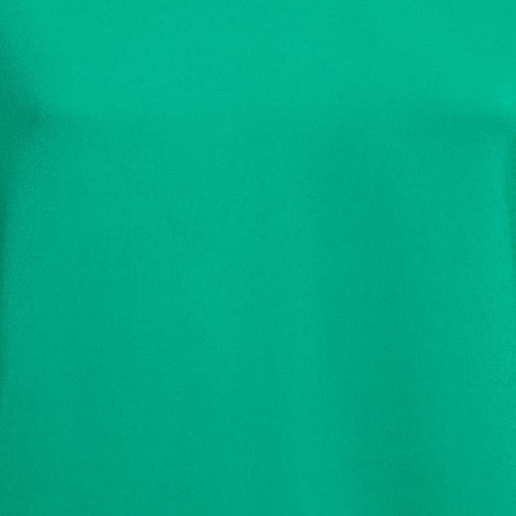 Pre Owned Gucci Green Crepe Web Stripe Trim Detail Mini Dress S