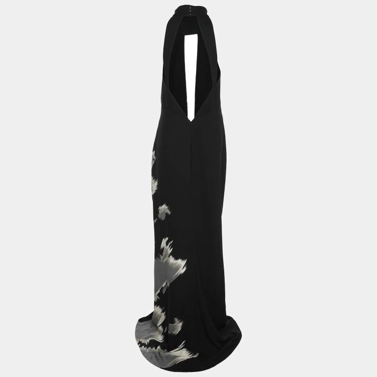 Pre Owned Gucci Black/Grey Silk Halter Dress M