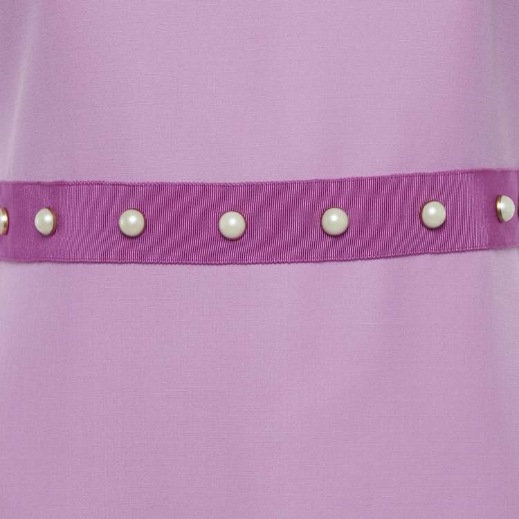 Pre Owned Gucci Pink Wool Blend Pearl Button Detail Mini Dress M