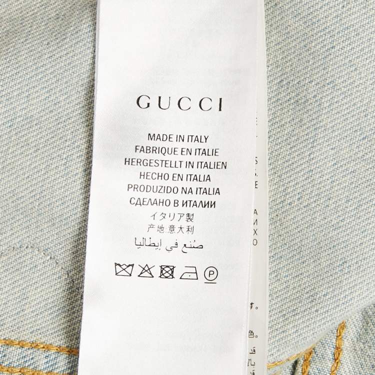 Pre Owned Gucci Blue Jaguar Embroidered Denim Jacket S