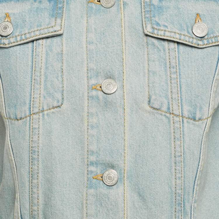 Pre Owned Gucci Blue Jaguar Embroidered Denim Jacket S