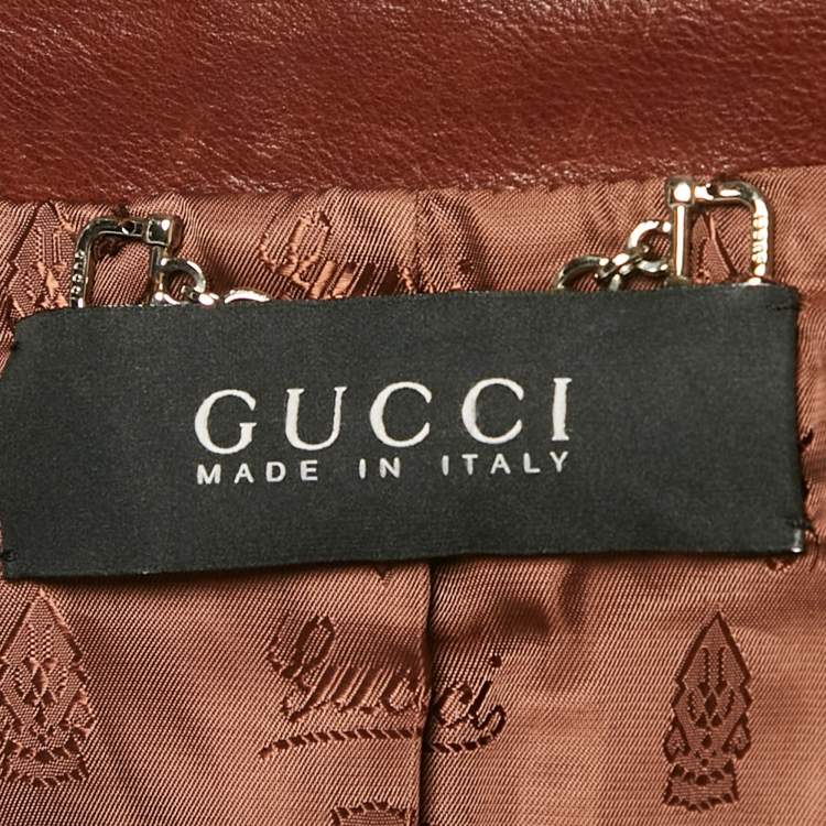 مملوكة مسبقًا Gucci Brown Leather Button Front Jacket M