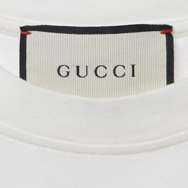 Pre Owned Gucci White Disk Print Cotton Half Sleeve T-shirt XS