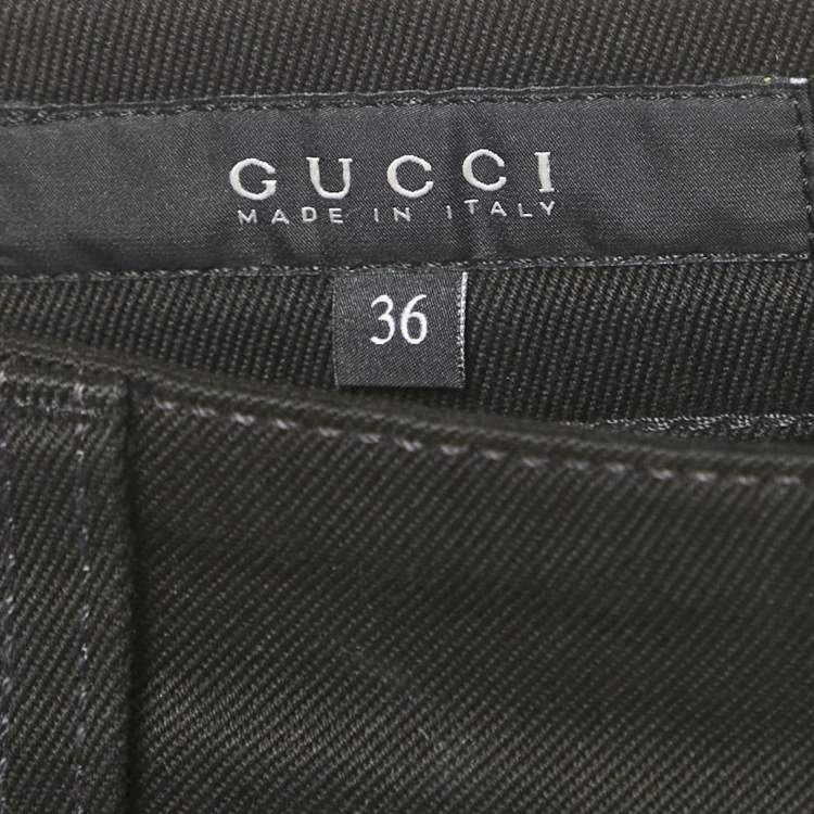 Pre Owned Gucci Black Chihuahua Detail Denim Jeans XS Waist 29"
