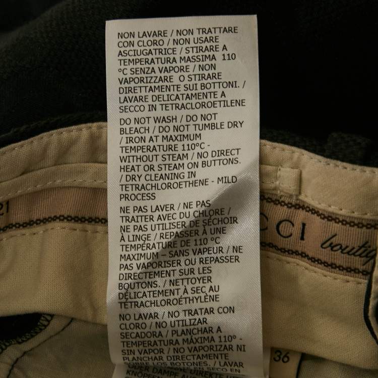 Pre Owned Gucci Black Jumbo GG Jacquard Canvas Pants XS Waist 24"