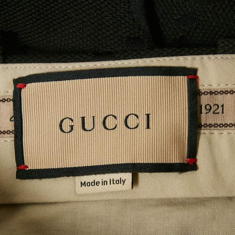 Pre Owned Gucci Black Jumbo GG Jacquard Canvas Pants XS Waist 24"