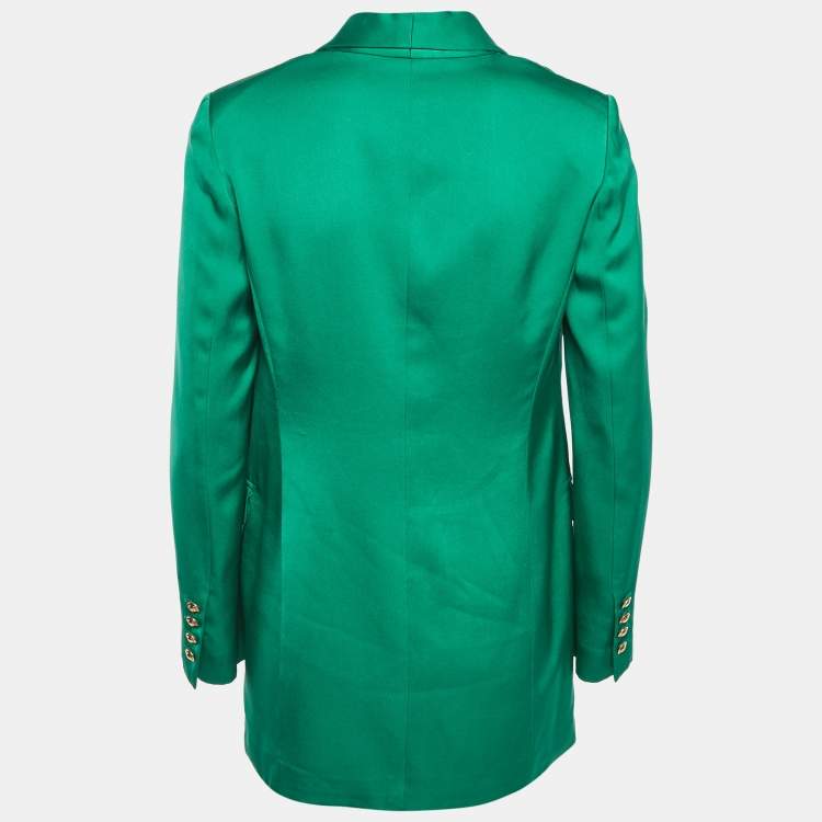 Pre Owned Gucci Green Satin Single Breasted Blazer M