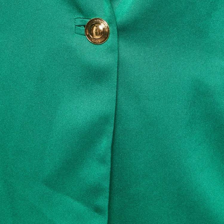 Pre Owned Gucci Green Satin Single Breasted Blazer M