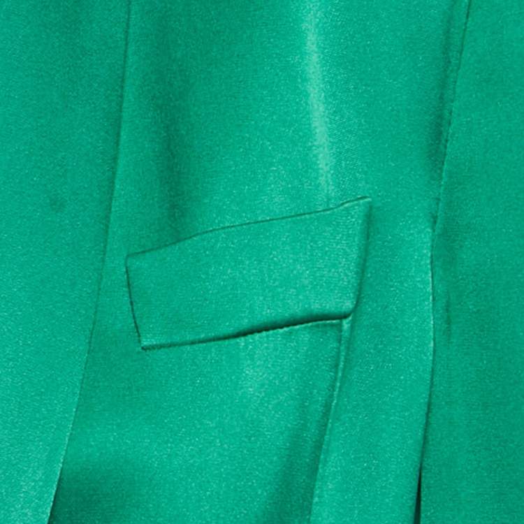 Pre Owned Gucci Green Satin Single Breasted Blazer M
