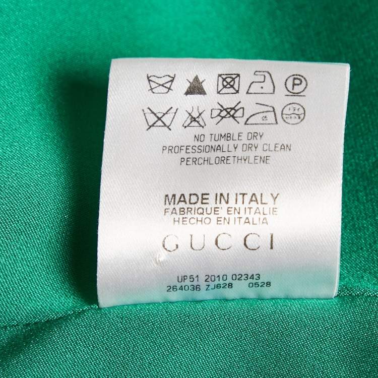 Pre Owned Gucci Green Satin Single Breasted Blazer M