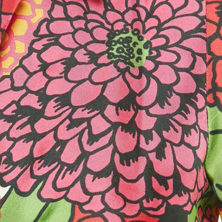 Pre Owned Gucci x Ken Scott Multicolor Floral Print Silk Crop Wrap Top S