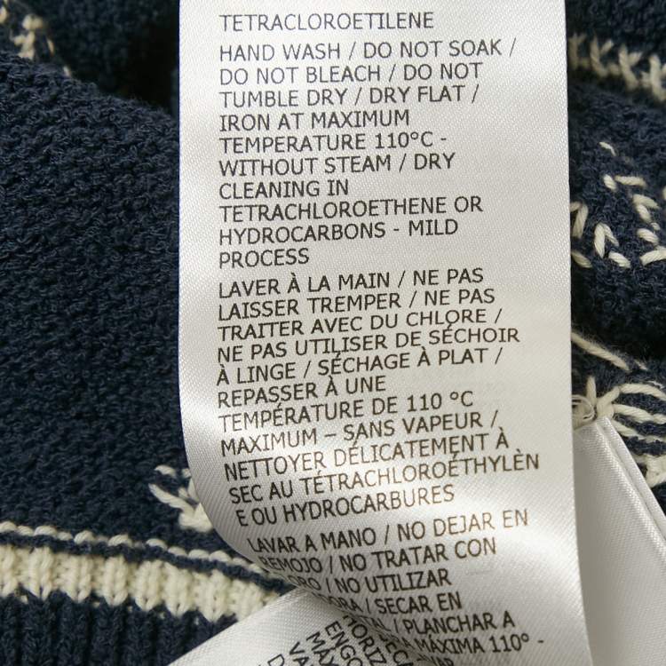 Pre Owned Gucci Navy Blue GG Intarsia Knit Sweater XL 