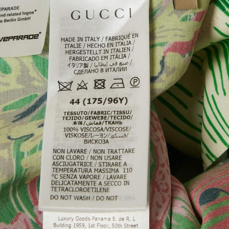 Pre Owned Gucci Green Love Parade Print Crepe Short Half Sleeve Shirt M