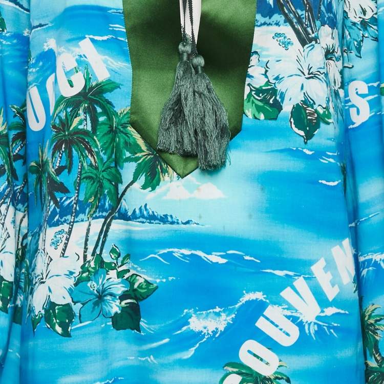 Pre Owned Gucci Blue Printed Shift Dress M