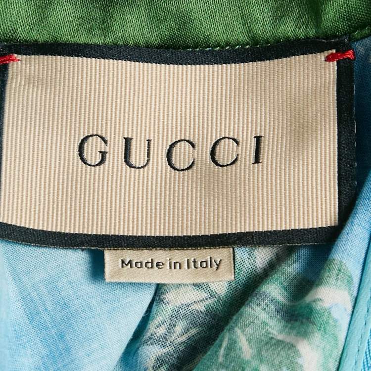 Pre Owned Gucci Blue Printed Shift Dress M