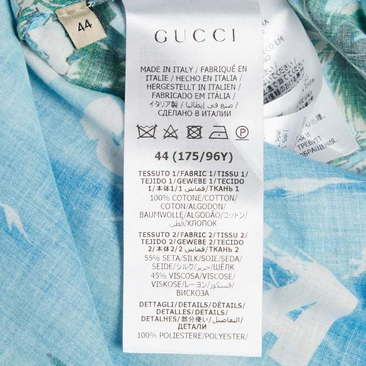 Pre Owned Gucci Blue Printed Shift Dress M
