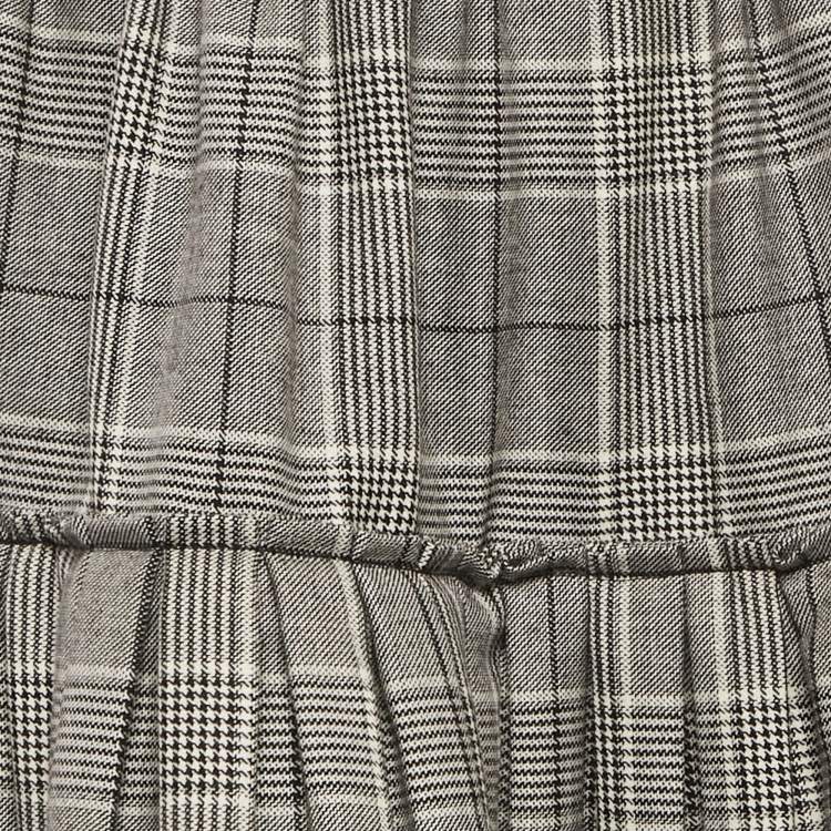 Pre Owned Gucci Monochrome Prince Of Wales Wool Tiered Midi Skirt M