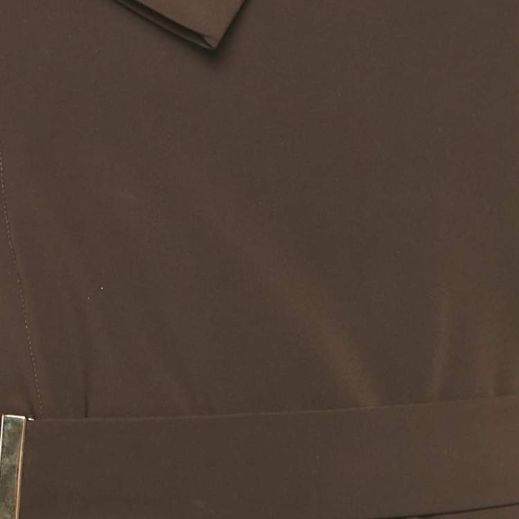 Pre Owned Gucci Dark Brown Crepe Crossover Neck Mini Dress XS