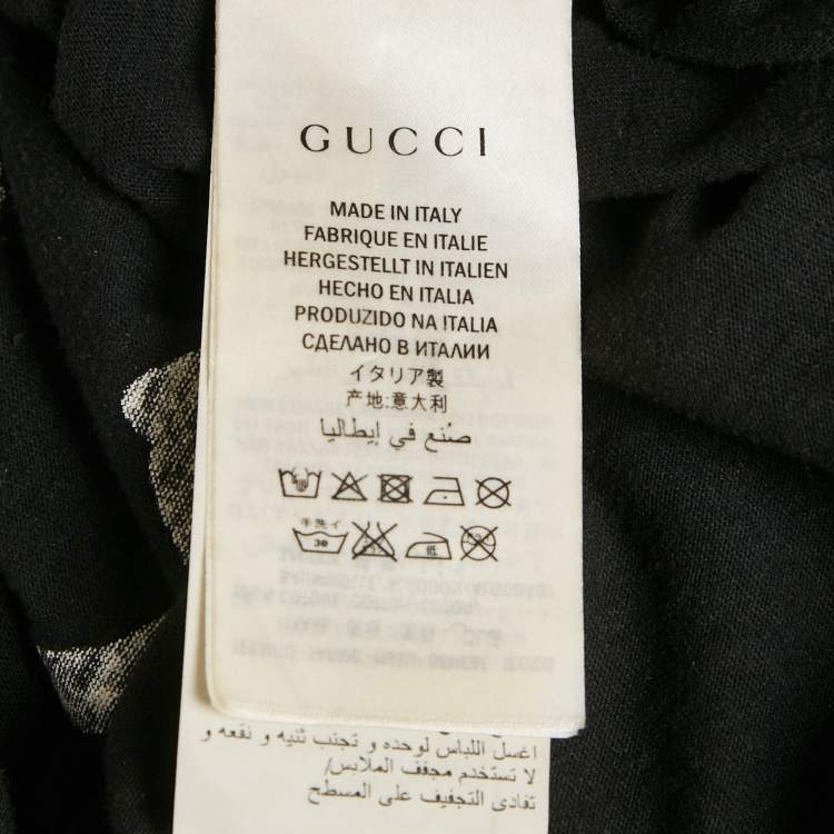 Pre Owned Gucci Black Ghost Diamond Print Jersey Crewneck T-Shirt L