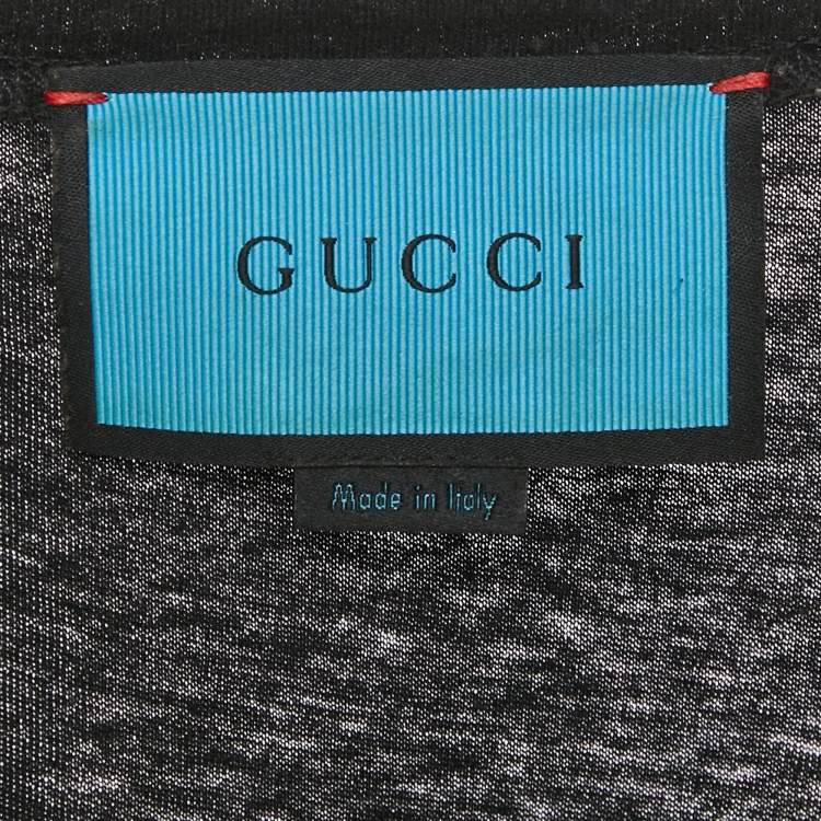 Pre Owned Gucci Black Ghost Diamond Print Jersey Crewneck T-Shirt L