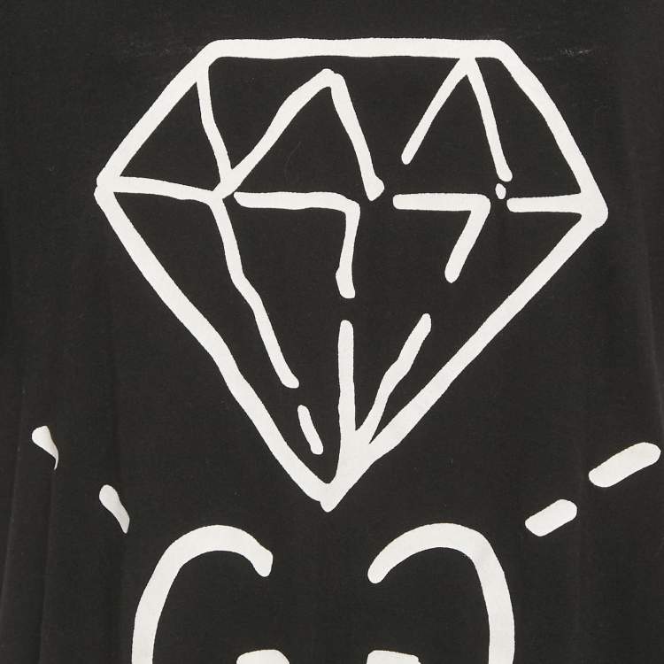 Pre Owned Gucci Black Ghost Diamond Print Jersey Crewneck T-Shirt L