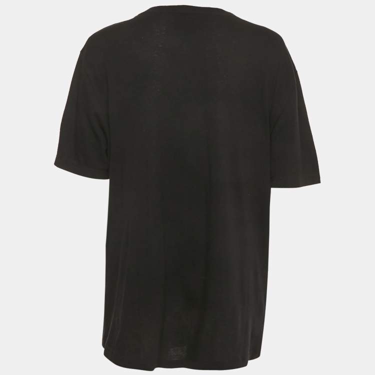 Pre Owned Gucci Black Ghost Diamond Print Jersey Crewneck T-Shirt L