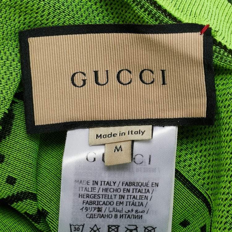Pre Owned Gucci Green GG Jacquard Knit Leggings M