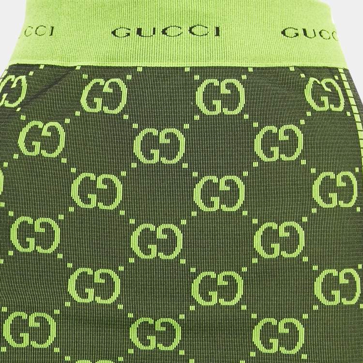 Pre Owned Gucci Green GG Jacquard Knit Leggings M