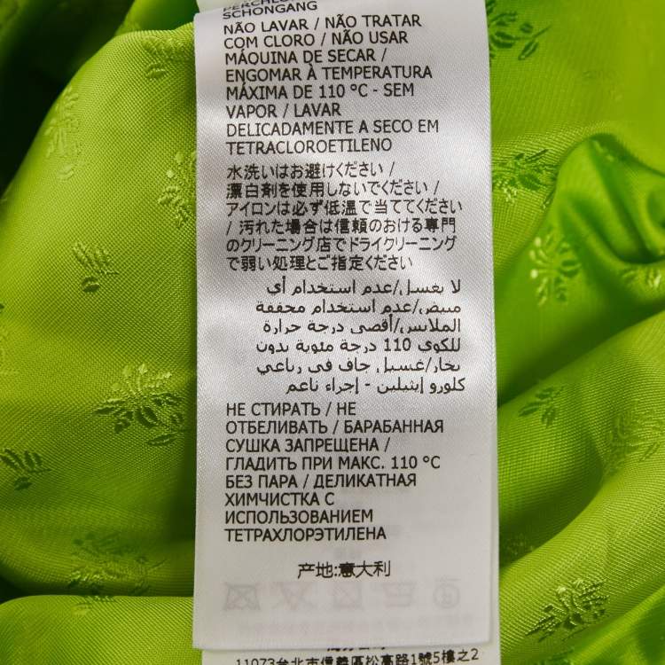 Pre Owned Gucci Green GG Supreme Embroidery Silk Zip-Up Jacket M