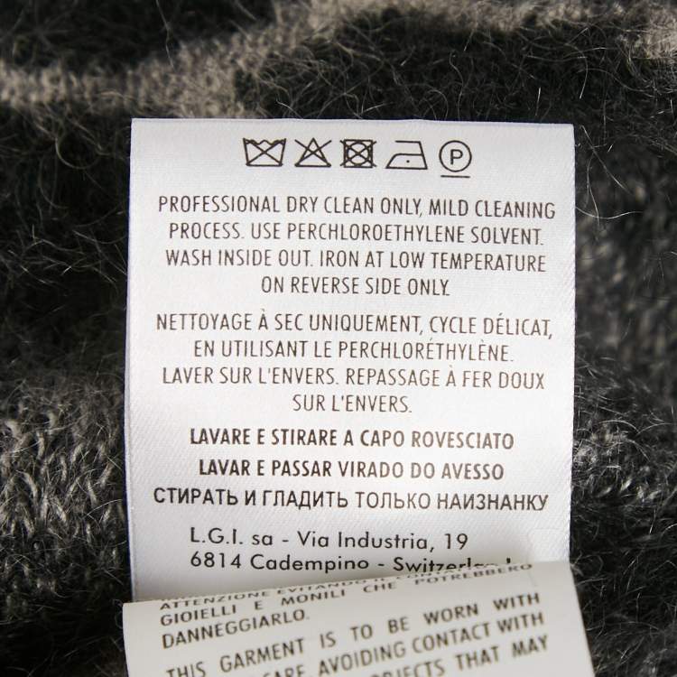 Pre Owned Gucci Grey Animal Patterned Mohair Sweater S