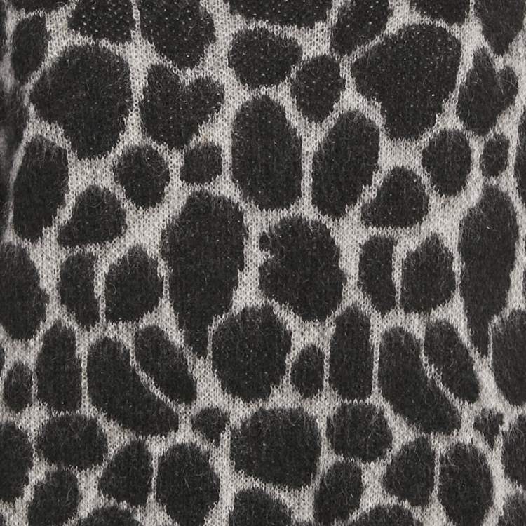 Pre Owned Gucci Grey Animal Patterned Mohair Sweater S