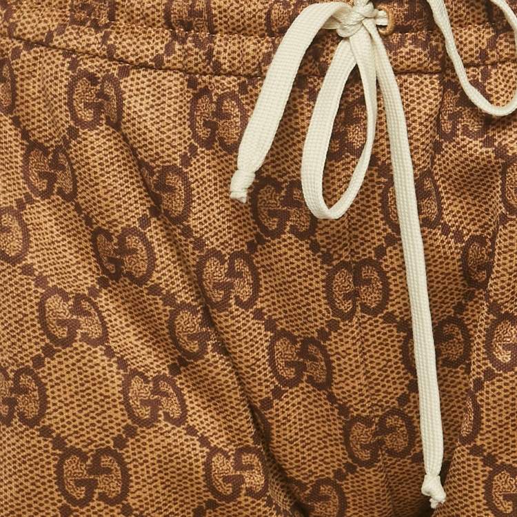 Pre Owned Gucci Brown GG Jersey Drawstring Trackpants M