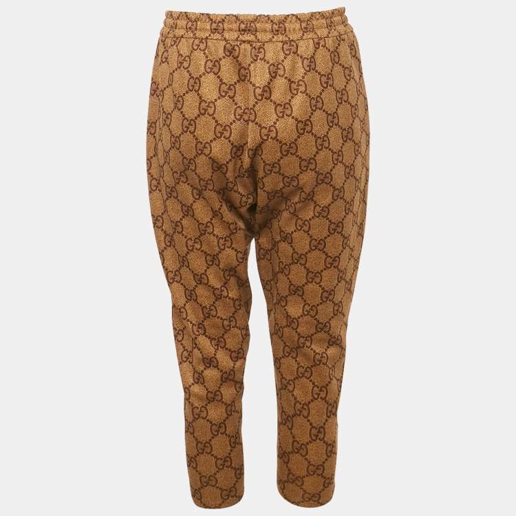 Pre Owned Gucci Brown GG Jersey Drawstring Trackpants M