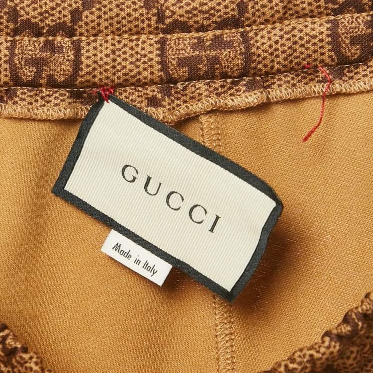 Pre Owned Gucci Brown GG Jersey Drawstring Trackpants M