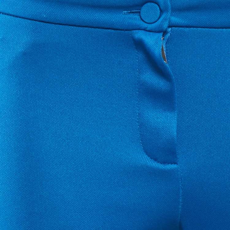 Pre Owned Gucci Blue Floral Applique Jersey Stirrup Trousers XS
