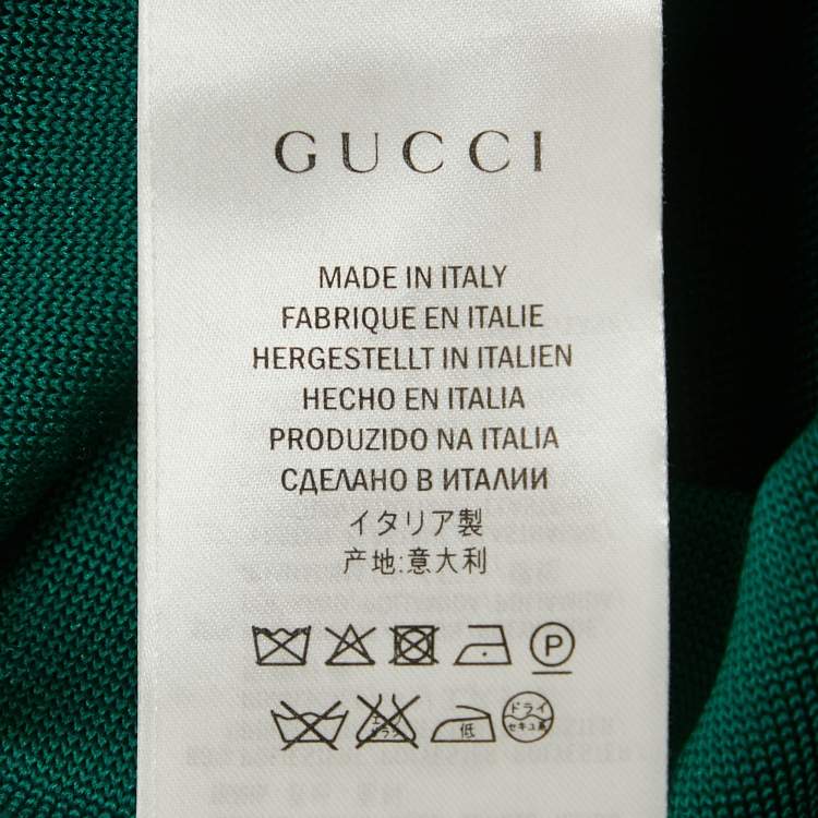Pre Owned Gucci Green Jersey Web Stripe Varsity Mini Dress M