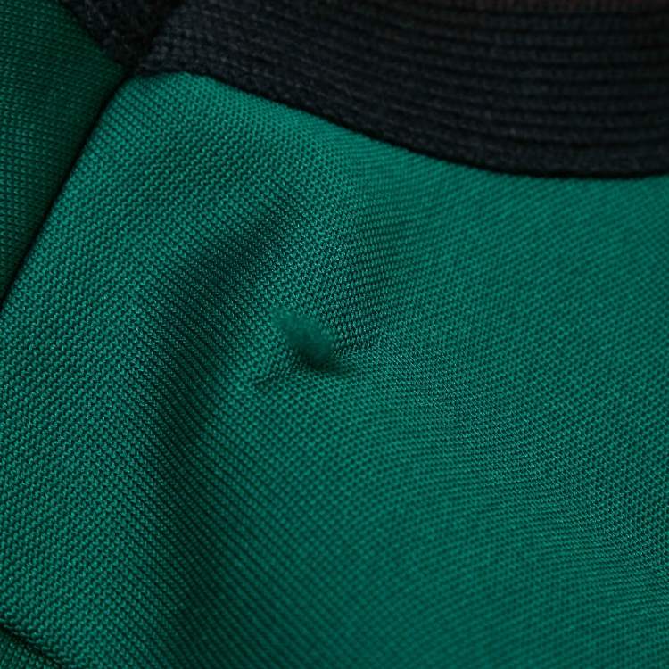 Pre Owned Gucci Green Jersey Web Stripe Varsity Mini Dress M