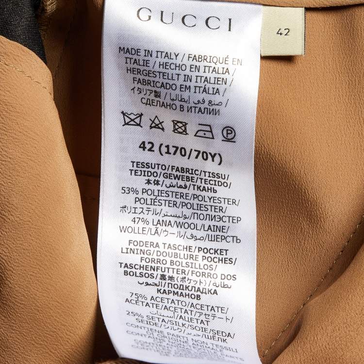 مملوكة مسبقًا Gucci Brown Square G Jacquard Wool Wide Leg Trousers M