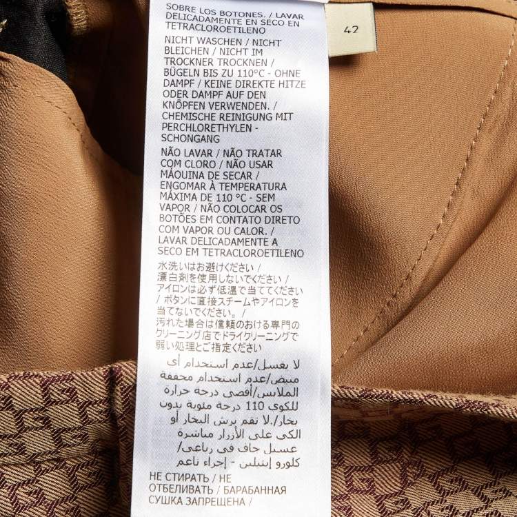 مملوكة مسبقًا Gucci Brown Square G Jacquard Wool Wide Leg Trousers M